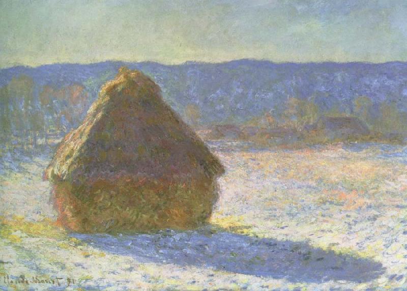 Claude Monet haystack in the morning,snow effect Germany oil painting art